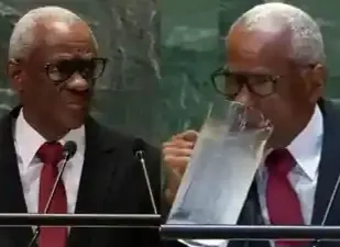 UN Speech Blunder: President Spills Water on Suit