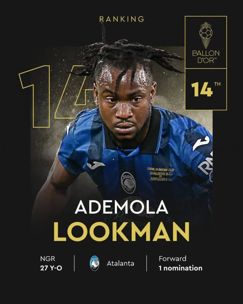 Ademola Lookman's Rise: Super Eagles Star Ranked 14th in Ballon d’Or