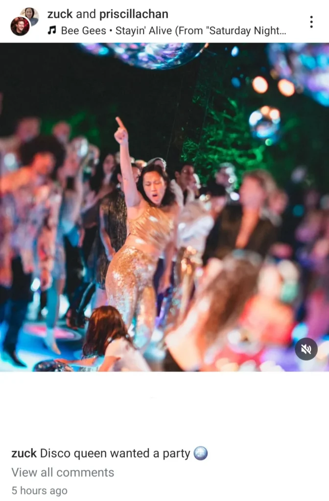 "Disco queen wanted a party" Mark Zuckerberg throws 70s party for wife Priscilla Chan (photos/video)