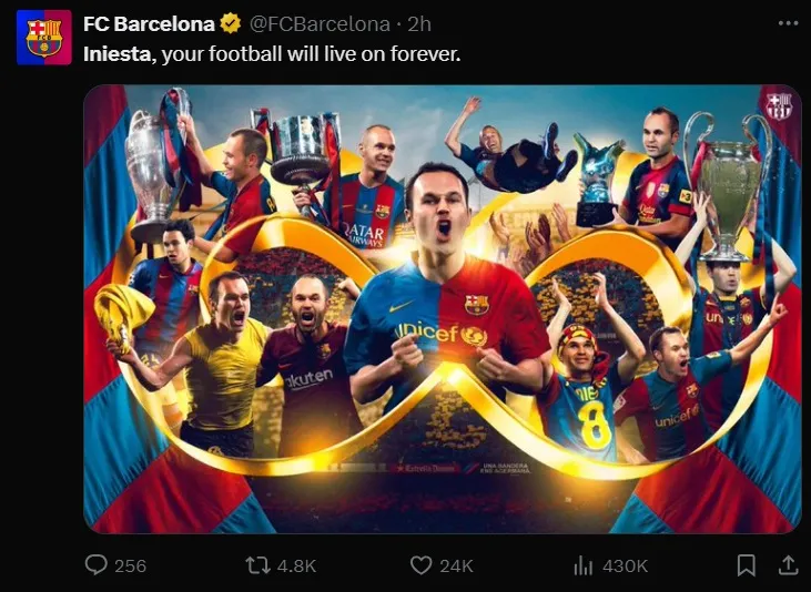 Ex-Barcelona and Spain star Iniesta retires aged 40