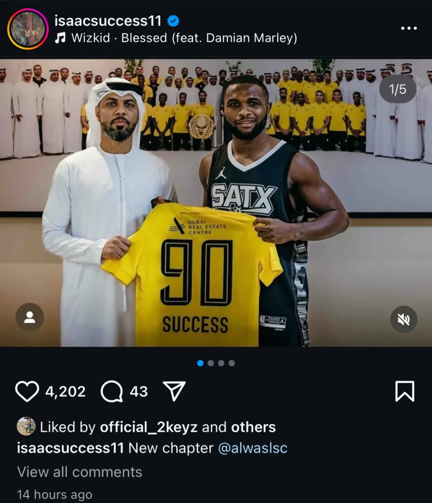 Former Watford and Golden Eaglets star Isaac Success Joins UAE Club Al Wasl months after being sacked by Udinese