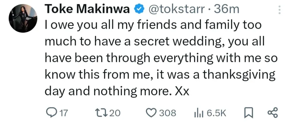 "I'm still very much single" Toke Makinwa reiterates as she reveals her parents have been bombarded with calls