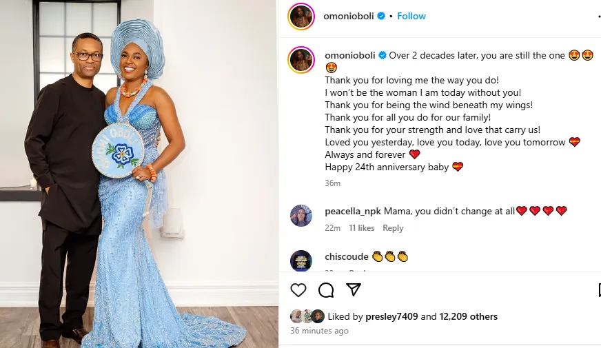 Omoni Oboli and Husband Nnamdi Celebrate 24 Years of Love and Partnership