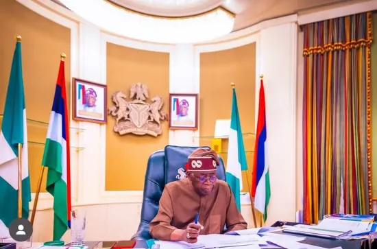 Photo of President Tinubu in his office today