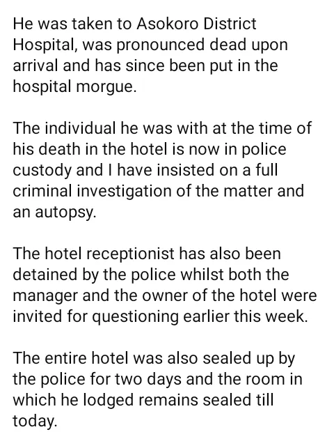 Police detain two as Femi Fani-Kayode's aide slumps and d!es in Abuja hotel