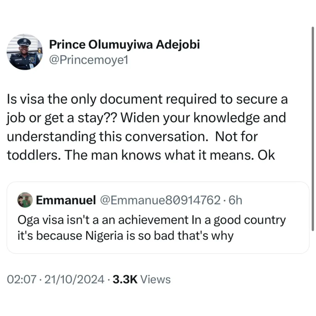 Police spokesperson, Muyiwa Adejobi replies man who said Nigeria is a ''very useless country''