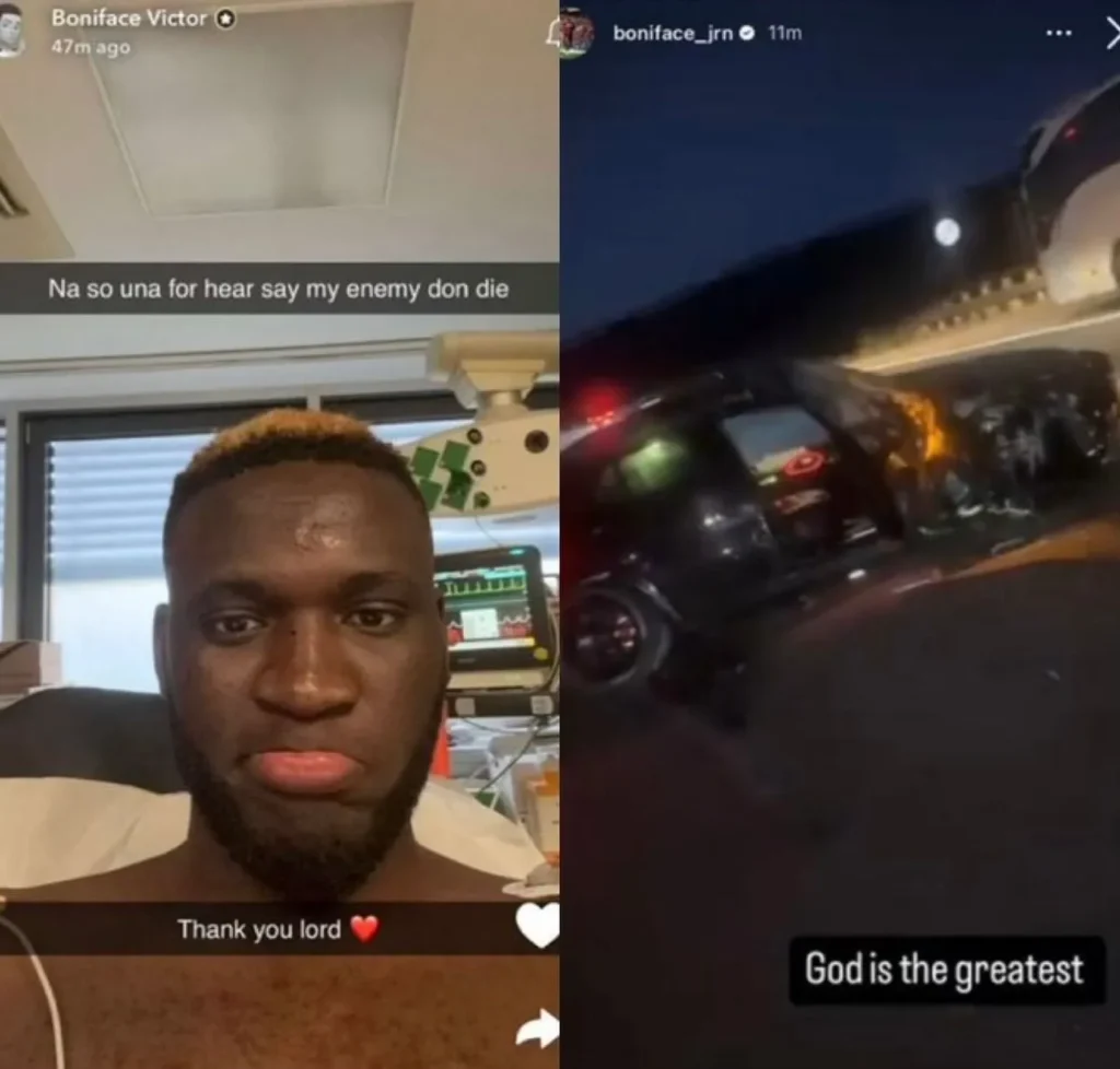 Super Eagles and Bayer Leverkusen striker, Victor Boniface survives car crash in Germany (Photos/video)