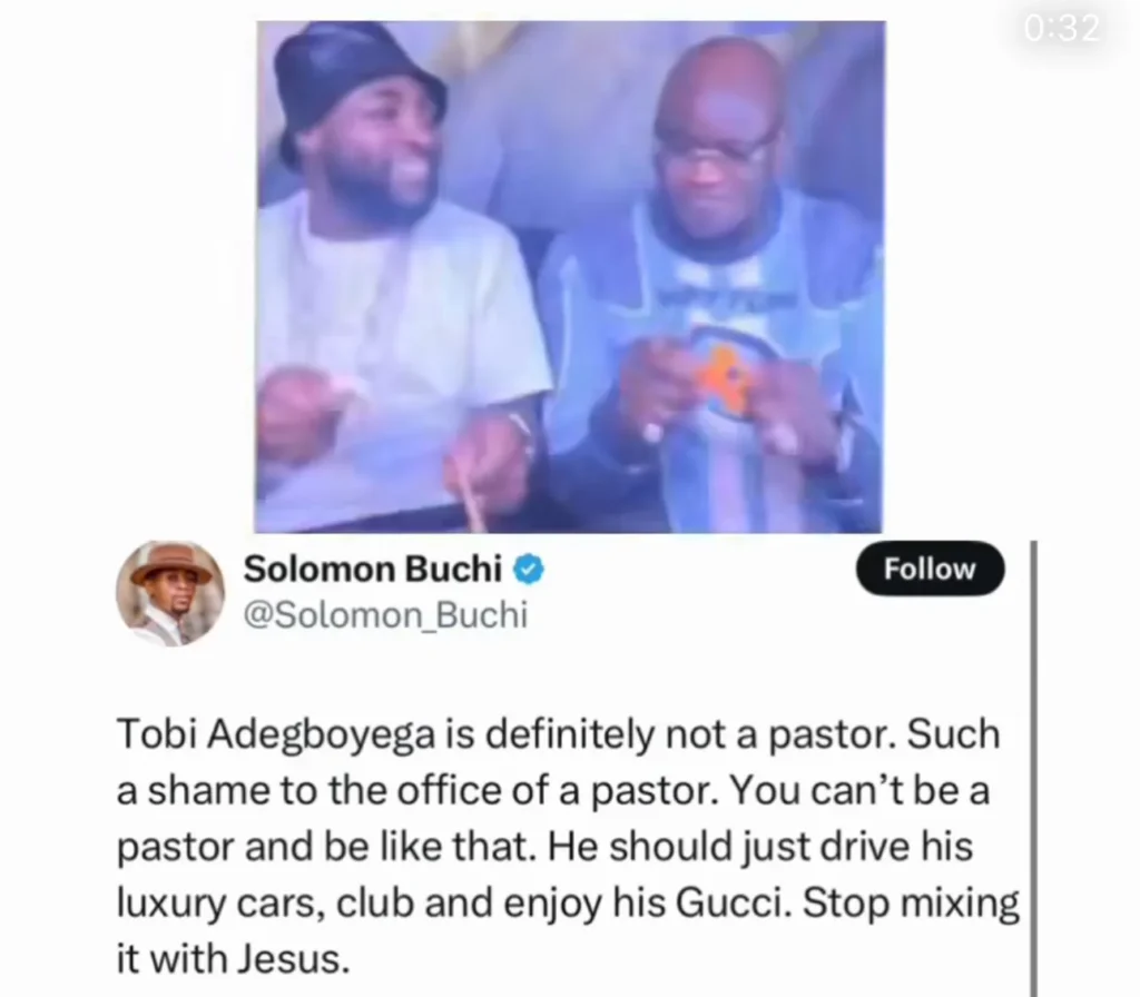 Tobi Adegboyega is not a Pastor. He should just drive his luxury cars, club, and stop mixing it with Jesus - Social commentator Solomon Buchi