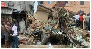 Trending video shows terrifying moment two-storey building collapsed in Lagos state