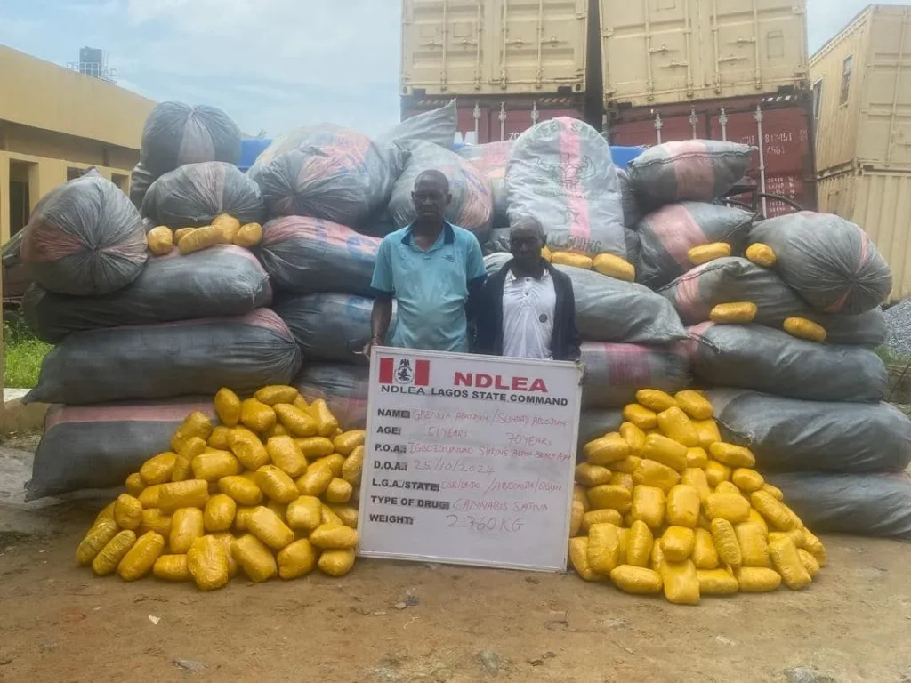 Two arrested as NDLEA raids Lagos shrine, recovers loud and cannabis