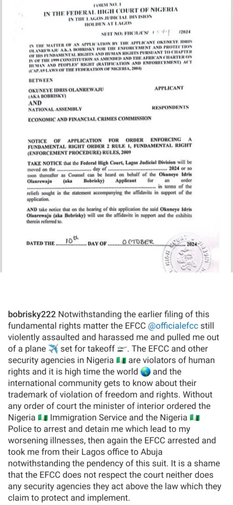 Bobrisky Takes a Stand: EFCC Accused of Human Rights Violations in Nigeria