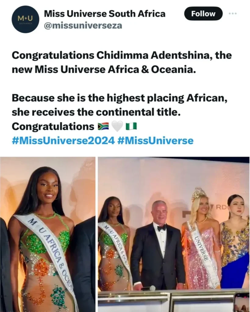 Chidinma Adetshina Crowned Miss Universe Africa and Oceania: A Triumph for Nigeria