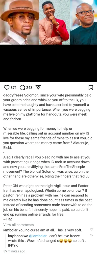 Daddy Freeze Responds to Solomon Buchi: A Battle Over Groom Price and Ego