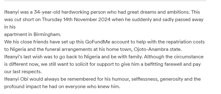 Nigerian Man, 34, Passes Away in UK: His Final Wish Revealed