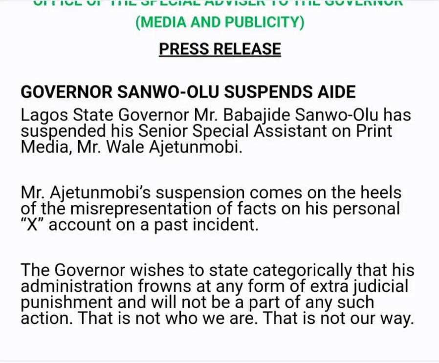 Sanwo-Olu's Media Aide Ajetunmobi Suspended: Uncovering the Misrepresentation Facts