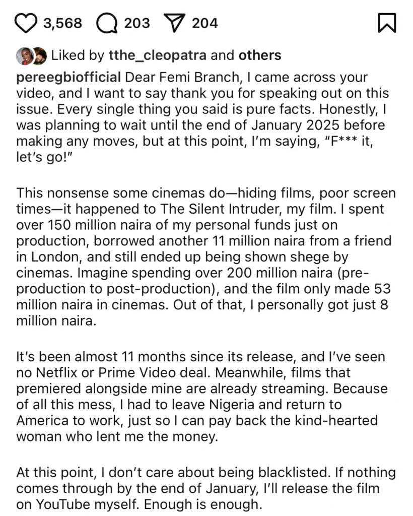 BBNaija Star Pere Egbi's Secret to Earning N8m Profit from a N200m Cinema Film