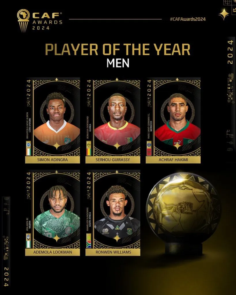 CAF Awards 2024: Ademola Lookman in Final Shortlist for Men’s Player of the Year