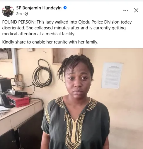 Lagos Police Urgently Seek Family of Collapsed Woman at Ojodu Station