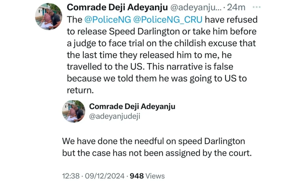 Lawyer Deji Adeyanju Speaks: Why Police Won't Release Speed Darlington