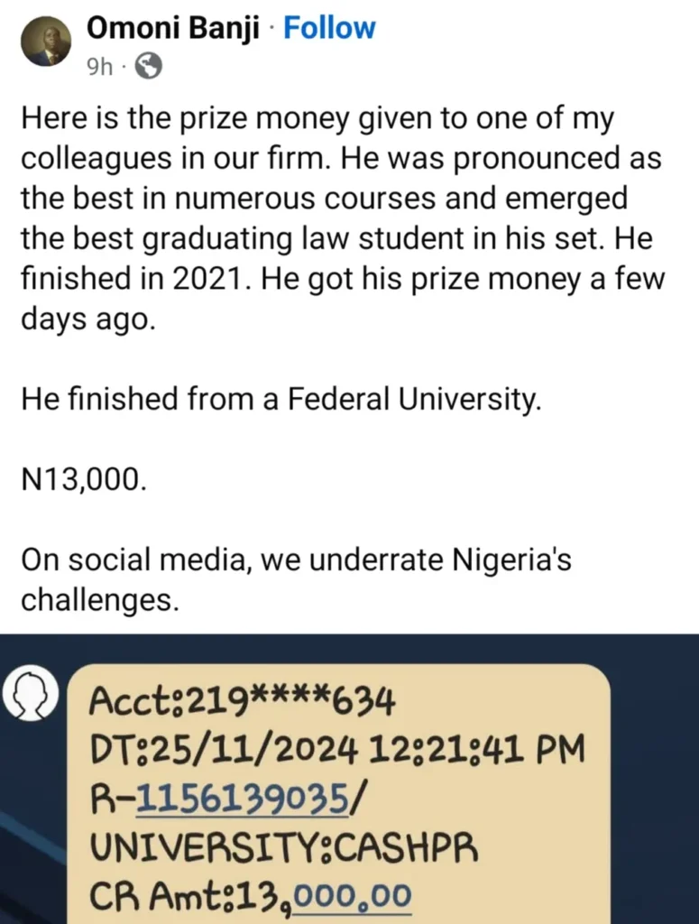 Nigerians Voice Their Opinions on Prize Money for Top Graduating Law Student