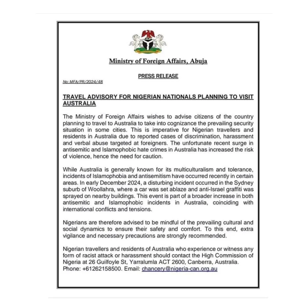 Australia vs Nigeria: Analyzing Travel Advisory Risks