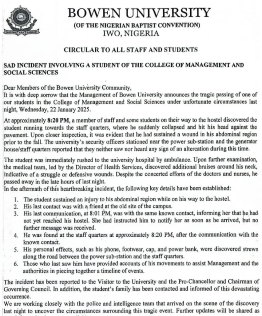 Bowen University Tragedy: Student Death Under Investigation, Exams Suspended