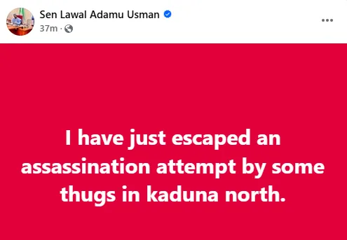 Breaking News: Kaduna Senator Survives Alleged Assassination Attempt