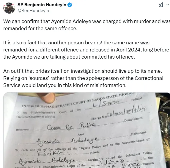 Christianah Idowu Case: Ayomide Adeleye Charged and Remanded in Lagos