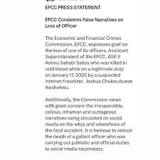 EFCC Denounces Misinformation Following Officer's Death in Midnight Raid