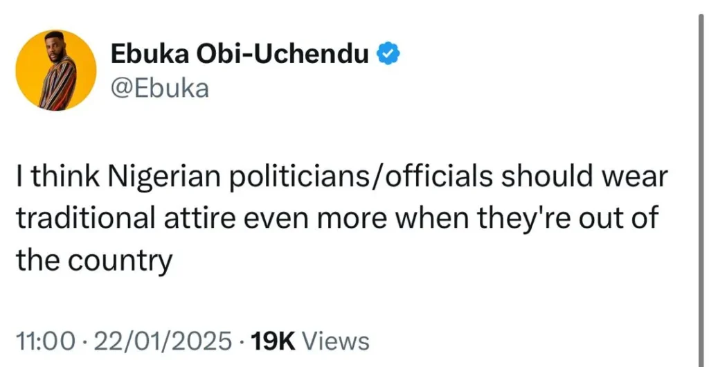 Ebuka Obi-Uchendu Urges Nigerian Politicians to Embrace Traditional Outfits