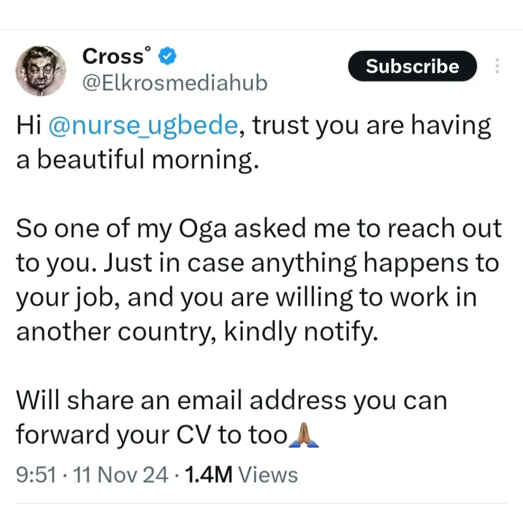 Nurse Finds New Opportunities Abroad After Backlash Over Lagos Comment