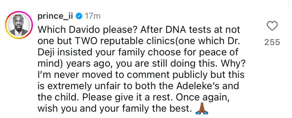 Prince Ajudua Addresses Viral Claims: Davido's Alleged Daughter & DNA Test Drama