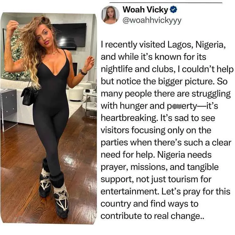 US Influencer Woah Vicky Highlights Struggles with Hunger and Poverty in Nigeria
