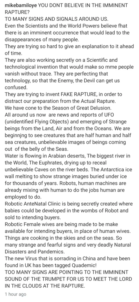 Unveiling the Alleged Scientific Conspiracy: Mike Bamiloye's Insights on the Fake Rapture Plot