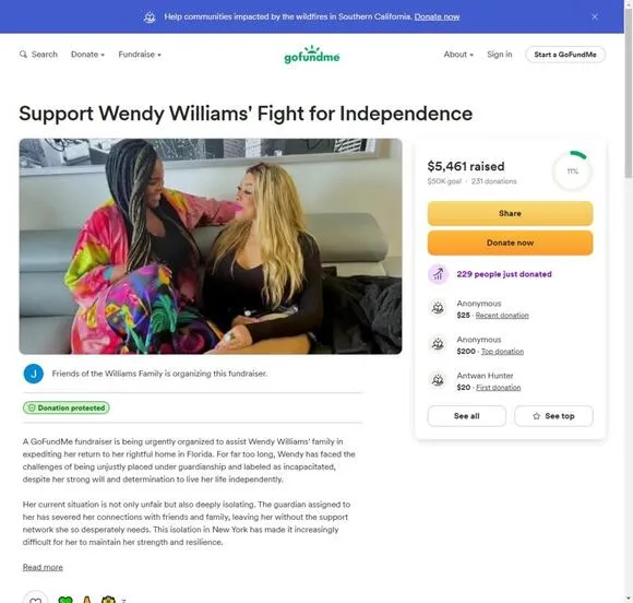 Wendy Williams' Family Launches GoFundMe Campaign to Raise $50K for Her Freedom from 'Isolating' Guardianship