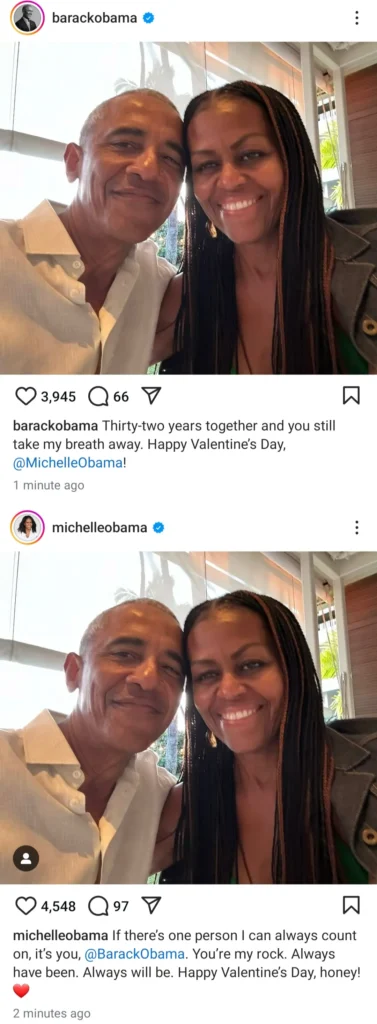 Obama Couple Celebrates Love on Valentine’s Day