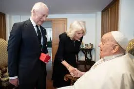 King Charles III and Queen Camilla Meet Pope Francis