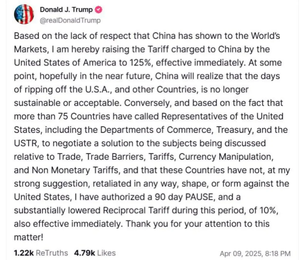 Trump Delays Tariffs for 90 Days, Targets China More